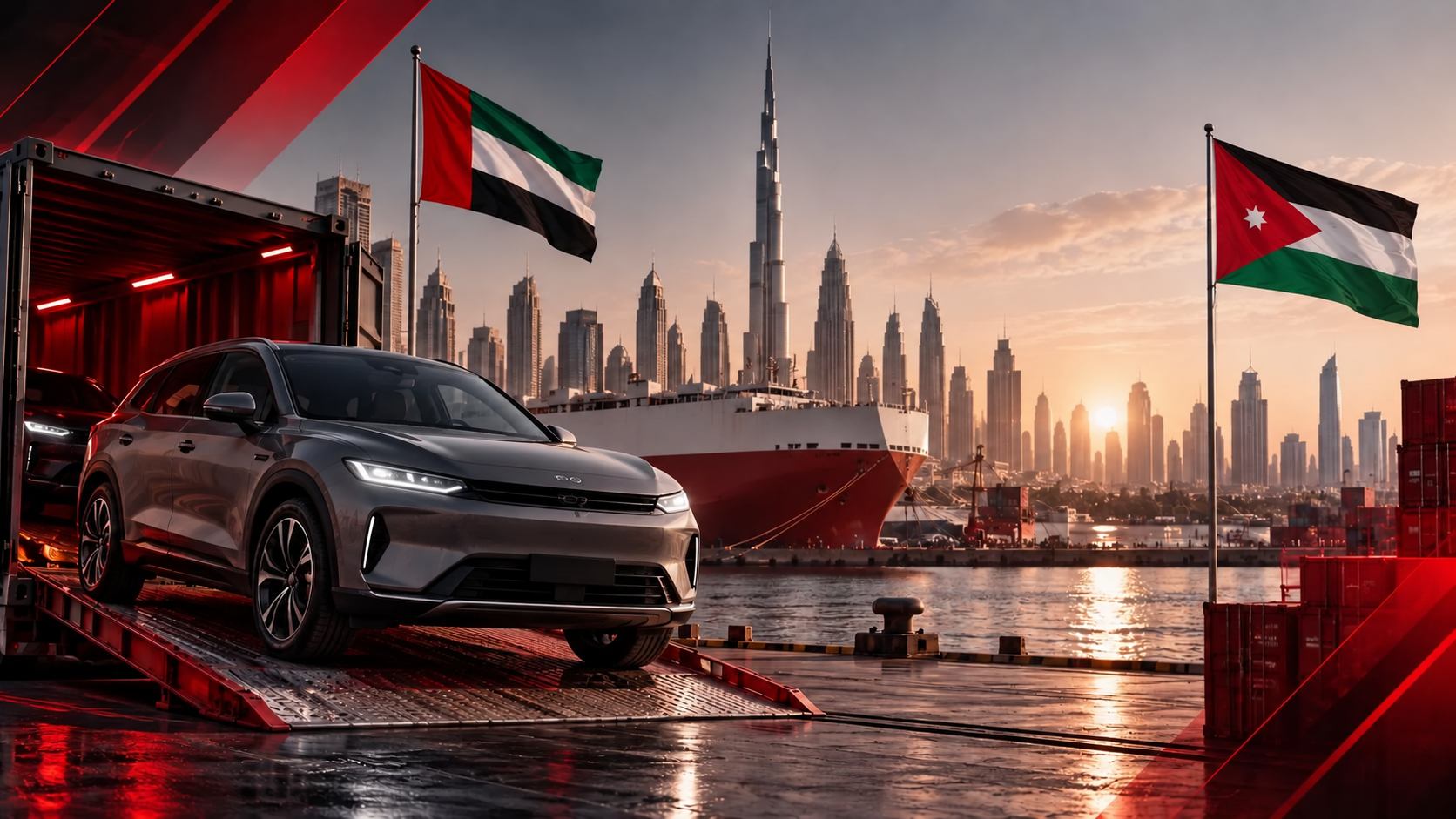 كيفية تصدير سيارات الدفع الرباعي الفاخرة من دبي إلى الأردن